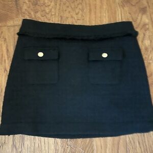 J. Crew Black Pencil Skirt with Gold Button Pockets